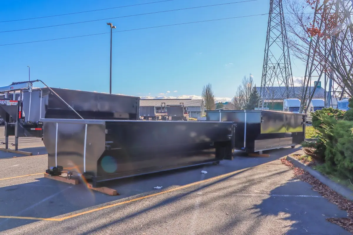 Roll-off dumpster ready for waste disposal at job site for Estate Cleanout Dumpster Rental in Apple Valley